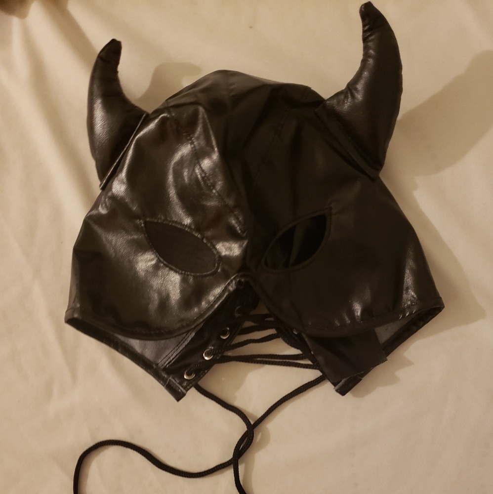 Faux Leather BDSM Horned Mask